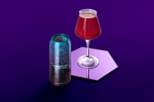 Craft Beer Can With Glass Mockup Scene 11