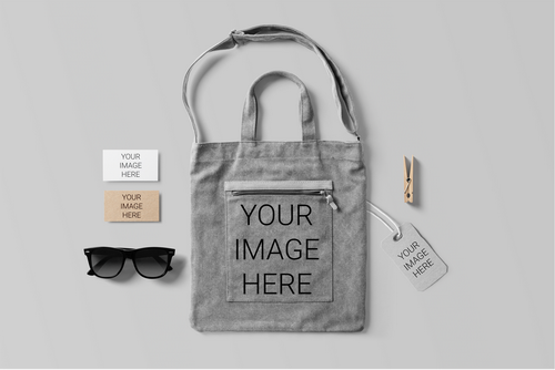 Jeans Bag with Label Mockup