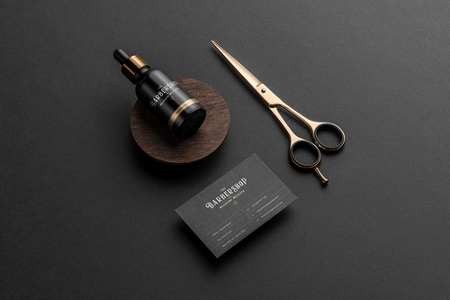 Barbershop Branding and Packaging Mockup Scene 14