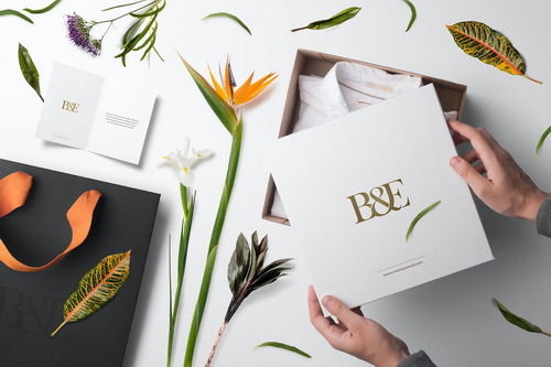Apparel Packaging Floral Mockup Scene