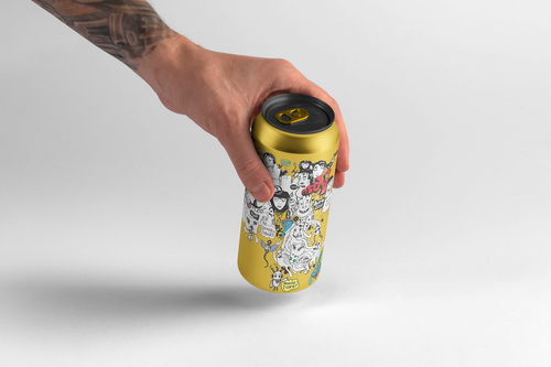 Hand Holding Soda or Beer Can Mockup Scene 19