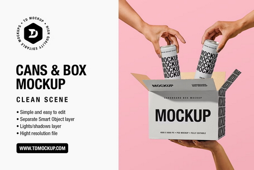 Cans and a Box - Mockup