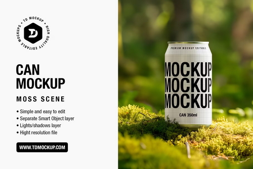 Can Mockup - Moss Scene