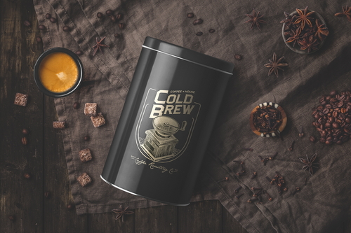 Tin Can Coffee Packaging Mockup Scene 01