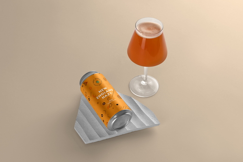 Craft Beer Can With Glass Mockup Scene 13
