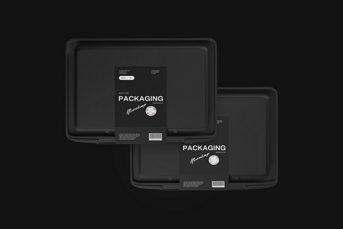 Black Food Container Packaging Mockup