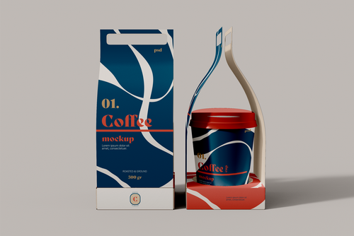 Take away Coffee Cups Holder Mockup