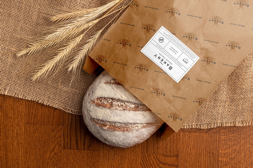 Bread Packaging Paper Bag Mockup Scene 13