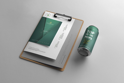 Drink Can and Food Menu Mockup Scene 06