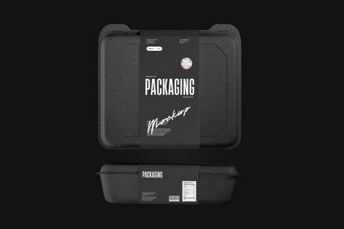 Black Food Tray Packaging Mockup