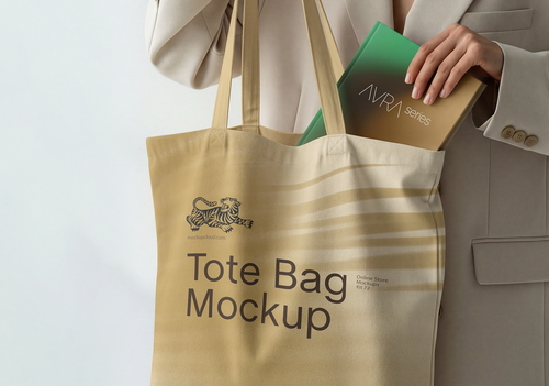 Tote Bag and Book Mockup / Aura Series