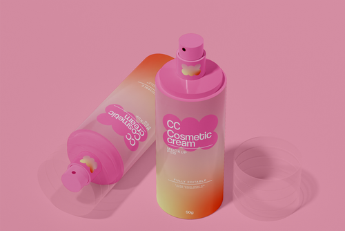 Two Cosmetic Bottles Mockup
