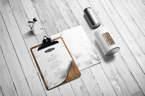 Clipboard Menu Packaging Mockup Scene