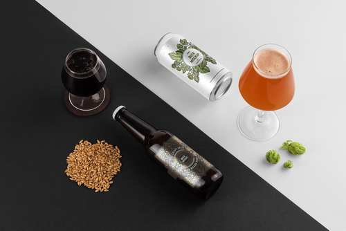 Craft Beer Can and Bottle Branding Mockup Scene 20