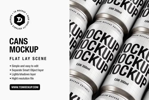Cans Mockup - Flat Lay