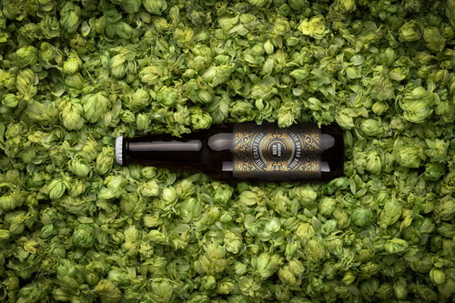 Craft Beer Bottle Hops Background Mockup Scene 42