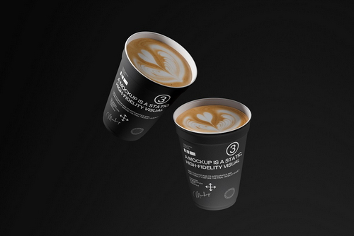 Black Coffee Latte Cup Mockup