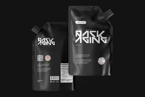 Black Doypack Packaging Mockup Set