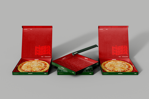 Opened Cardboard Pizza Boxes Mockup