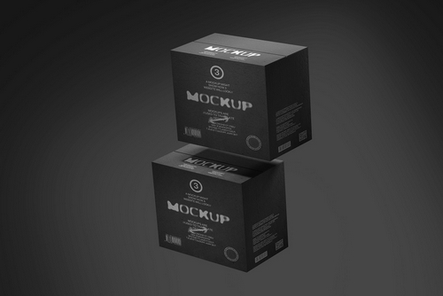 Black Square Product Box Mockup