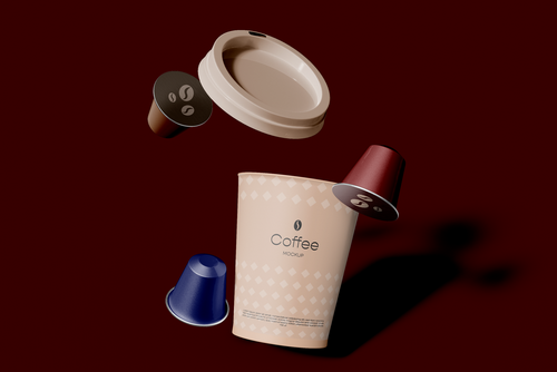 Mug with Three Capsules Mockup