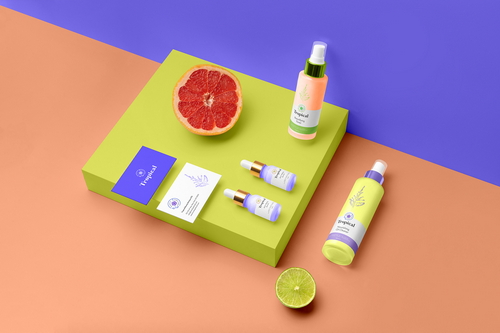 Tropical Cosmetics Packaging Mockup Scene 03