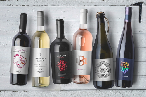 Wine Bottles Mockup Top View Scene 04