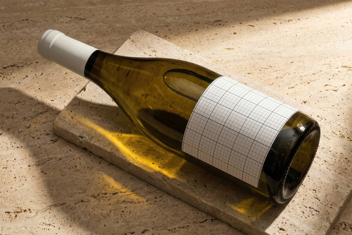 White Wine on Marble Label Mockup