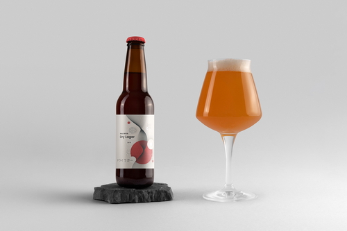 Craft Beer Bottle With Glass Mockup Scene 27
