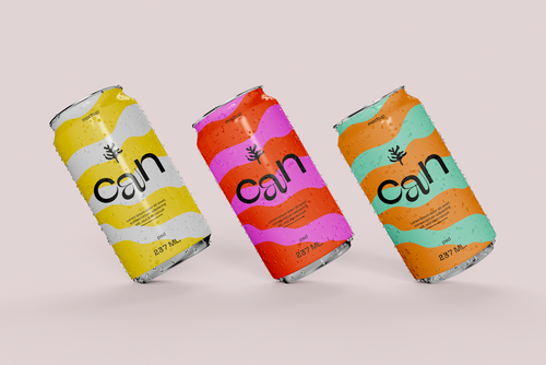Three Soda Cans with Drops Mockup