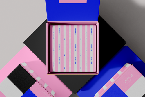 Mailing Boxes on Podiums Mockup