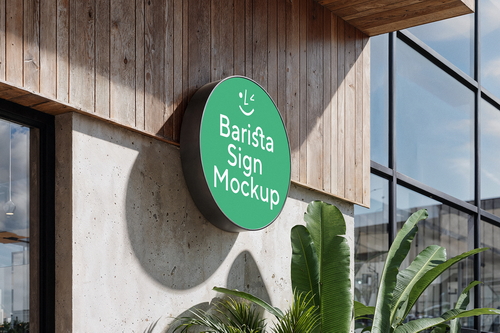 Circle Sign Mockup / Barista Series