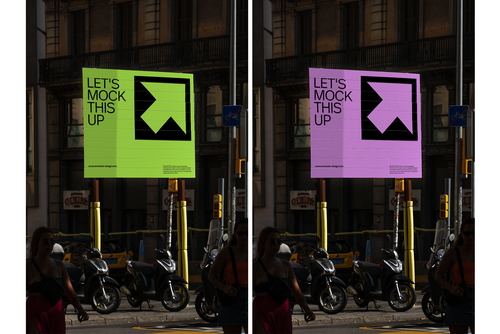 Realistic Sign Billboard Mockup for Photoshop / BCN01|04