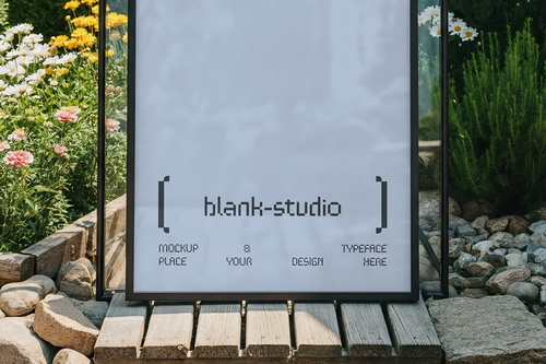 Mockup Outdoor Poster in The Garden