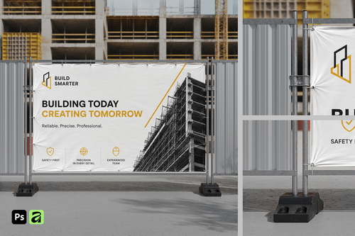 Construction Fence Banner Mockup
