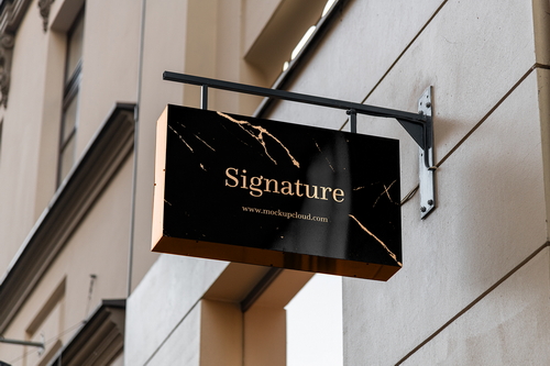Store Sign Board Black Mockup Scene 18