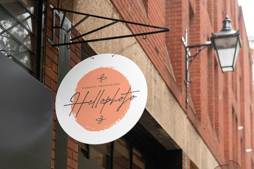 Round Sign Board Outdoor Mockup Scene 34