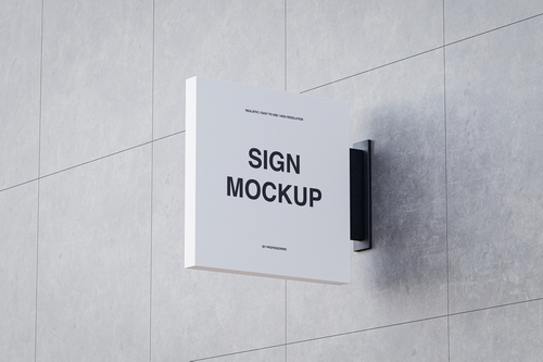 Square Shop Sign Mockup
