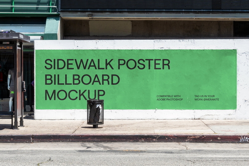 Urban Sidewalk Billboard Mockup Scene