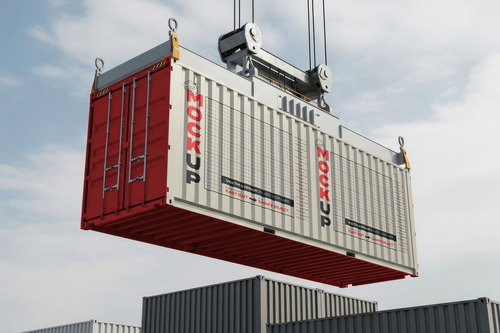 Container Being Carried Design Mockup