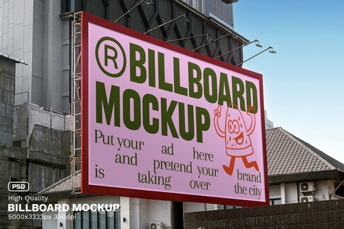 Urban Realistic Scene Billboard Mockup