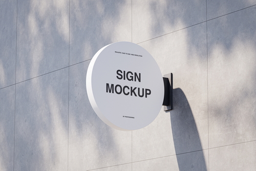 Round Shop Sign Mockup