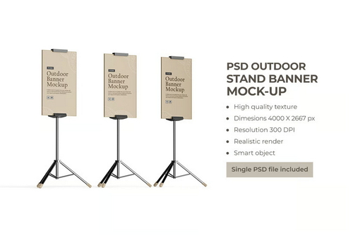 Advertising Stand Banner PSD Mockup