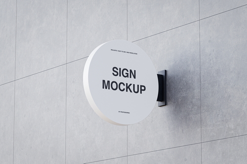 Round Shop Sign Mockup