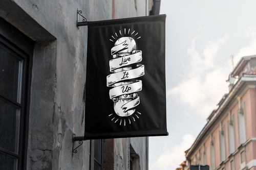 Flag Sign Banner Mockup Scene 16