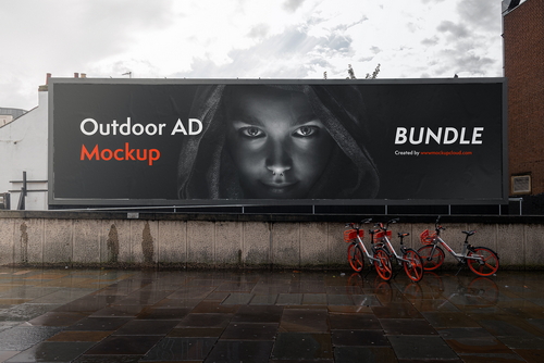 Ultra Wide Urban Outdoor Billboard Mockup Scene 12