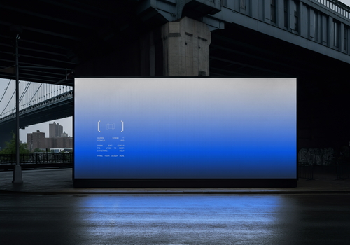 Outdoor Mockup Giant LED Billboard on Cloudy Day