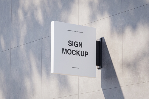 Square Shop Sign Mockup