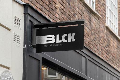 Store Sign Board Black Mockup Scene 25