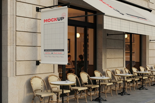 Bar Restaurant Entrance Sign and Awning Mockup